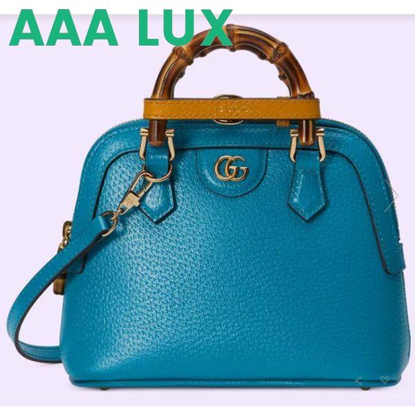 Replica Gucci GG Women Gucci Diana Mini Tote Bag Blue Leather Double G 2