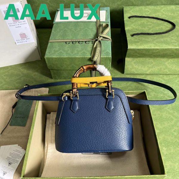 Replica Gucci GG Women Gucci Diana Mini Tote Bag Blue Leather Double G 4