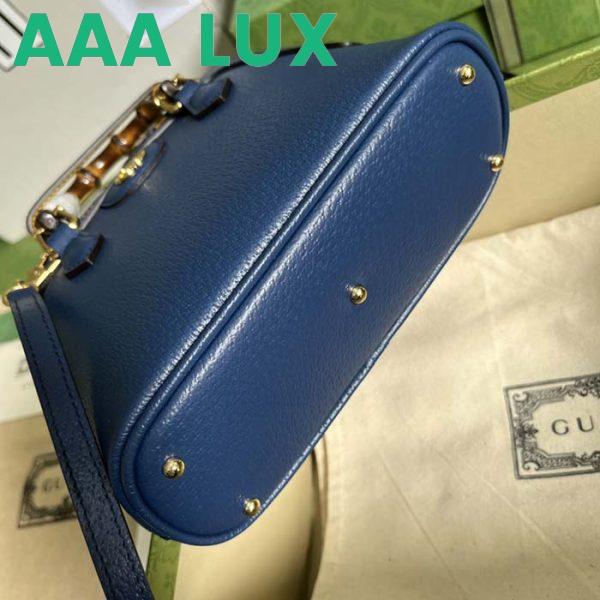 Replica Gucci GG Women Gucci Diana Mini Tote Bag Blue Leather Double G 5
