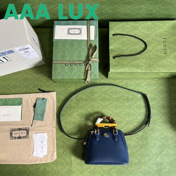 Replica Gucci GG Women Gucci Diana Mini Tote Bag Blue Leather Double G 6