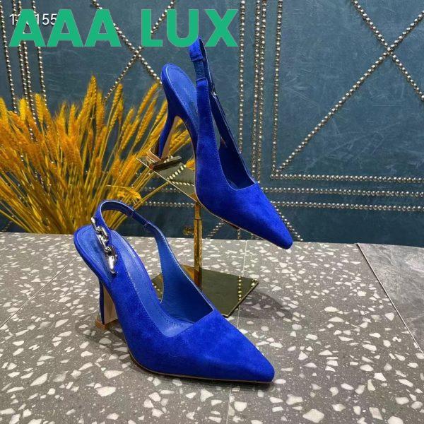 Replica Louis Vuitton Women Sparkle Slingback Pump Blue Suede Baby Goat Leather 9.5 Cm Heel 3