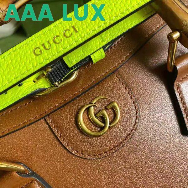 Replica Gucci GG Women Gucci Diana Mini Tote Bag Double G Brown Leather 8