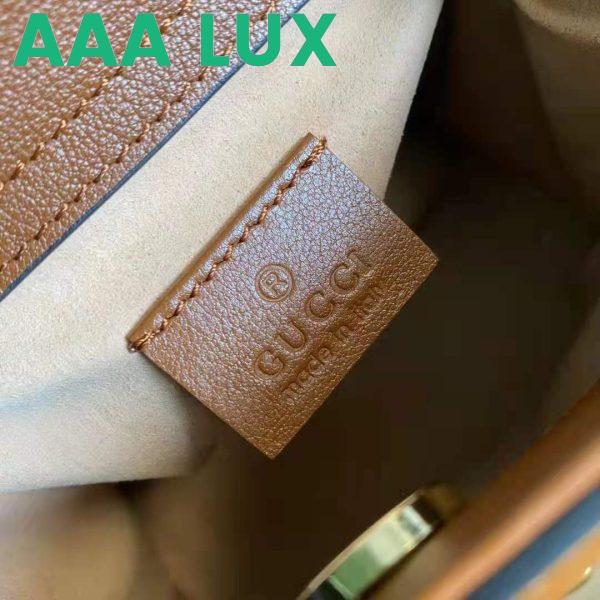 Replica Gucci GG Women Gucci Diana Mini Tote Bag Double G Brown Leather 11