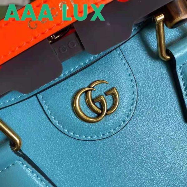 Replica Gucci GG Women Gucci Diana Mini Tote Bag Double G Light Blue Leather 10