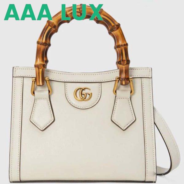 Replica Gucci GG Women Gucci Diana Mini Tote Bag Double G White Leather