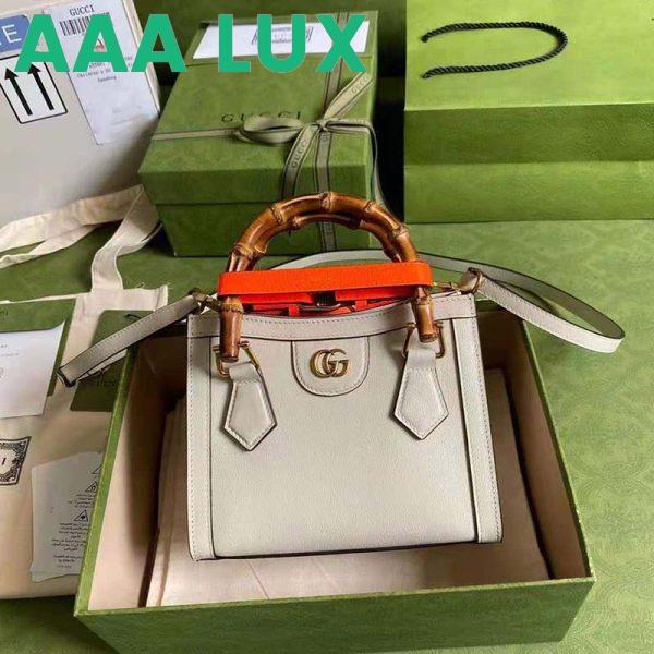 Replica Gucci GG Women Gucci Diana Mini Tote Bag Double G White Leather 3