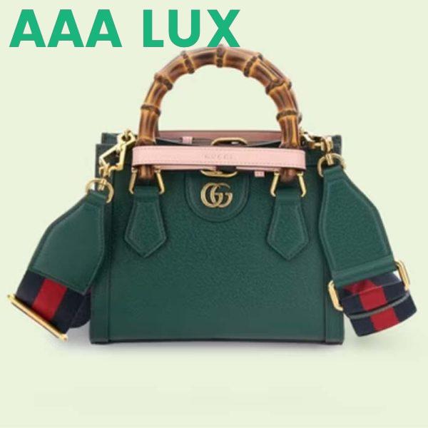 Replica Gucci GG Women Gucci Diana Mini Tote Bag Green Leather Double G