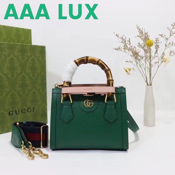 Replica Gucci GG Women Gucci Diana Mini Tote Bag Green Leather Double G 3