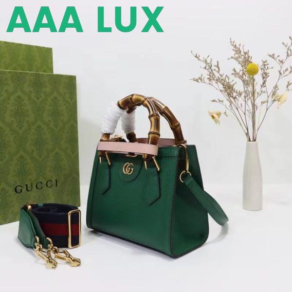 Replica Gucci GG Women Gucci Diana Mini Tote Bag Green Leather Double G 4