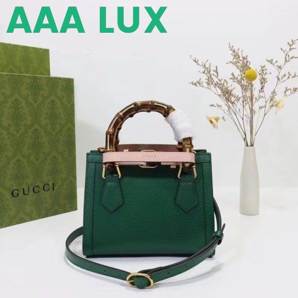 Replica Gucci GG Women Gucci Diana Mini Tote Bag Green Leather Double G 5