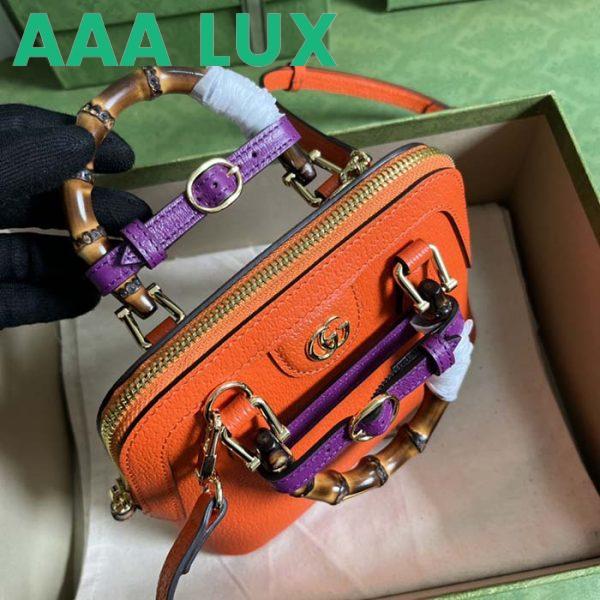 Replica Gucci GG Women Gucci Diana Mini Tote Bag Orange Leather Double G 6