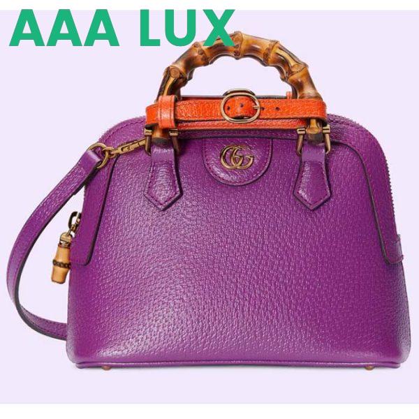 Replica Gucci GG Women Gucci Diana Mini Tote Bag Purple Leather Double G