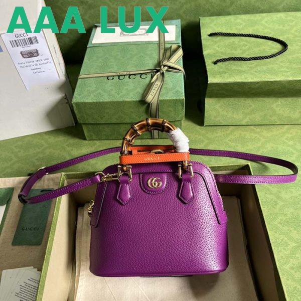 Replica Gucci GG Women Gucci Diana Mini Tote Bag Purple Leather Double G 3