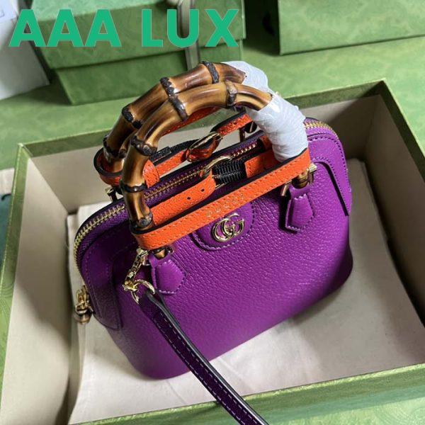 Replica Gucci GG Women Gucci Diana Mini Tote Bag Purple Leather Double G 5