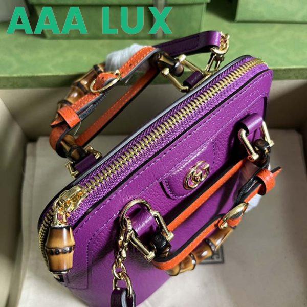 Replica Gucci GG Women Gucci Diana Mini Tote Bag Purple Leather Double G 9