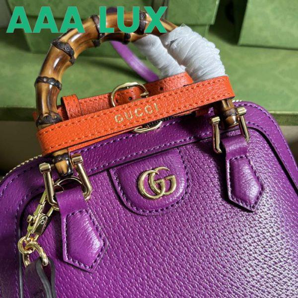 Replica Gucci GG Women Gucci Diana Mini Tote Bag Purple Leather Double G 10