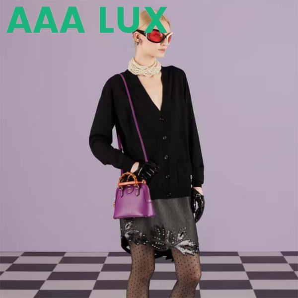 Replica Gucci GG Women Gucci Diana Mini Tote Bag Purple Leather Double G 12