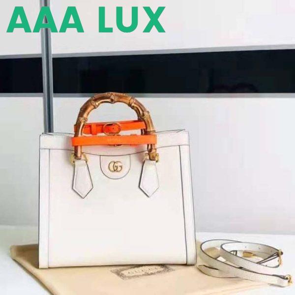 Replica Gucci GG Women Gucci Diana Small Tote Bag Double G White Leather 4