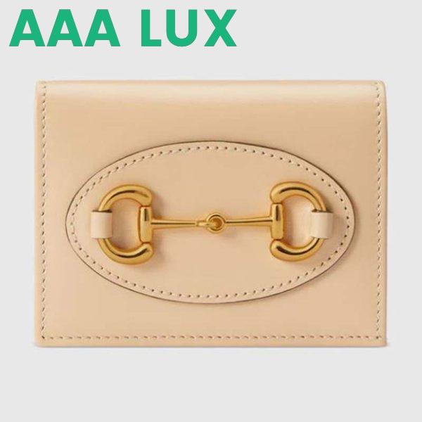 Replica Gucci GG Women Gucci Horsebit 1955 Card Case Wallet Beige Leather