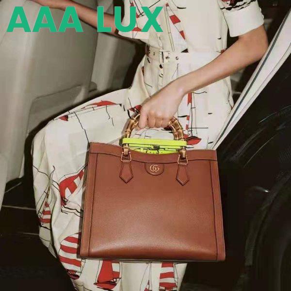 Replica Gucci GG Women Gucci Diana Small Tote Bag Double G Brown Leather 10