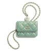 Replica Chanel Women Flap Coin Purse Chain Iridescent Grained Calfskin Imitation Pearls Green