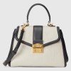 Replica Gucci Women Small GG Top Handle Bag White Debossed Leather Double G