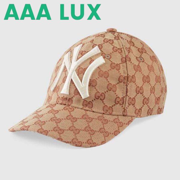 Replica Gucci Unisex Baseball Hat with NY Yankees Patch-Brown