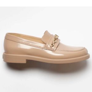 Replica Chanel Women CC Loafers Shiny Calfskin Light Brown 2 Cm Heel 2