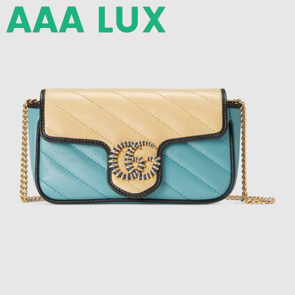 Replica Gucci GG Women Online Exclusive GG Marmont Mini Bag Butter Light Blue Diagonal Matelassé Leather