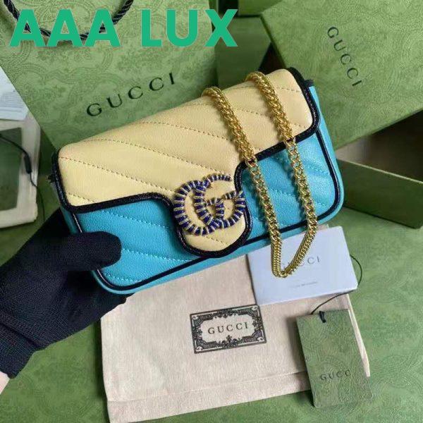 Replica Gucci GG Women Online Exclusive GG Marmont Mini Bag Butter Light Blue Diagonal Matelassé Leather 3