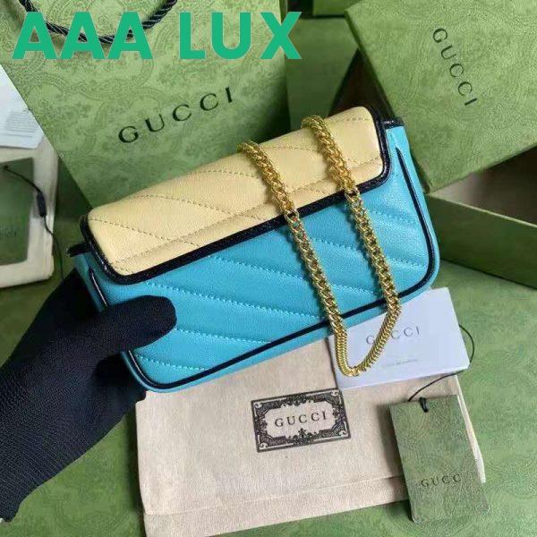 Replica Gucci GG Women Online Exclusive GG Marmont Mini Bag Butter Light Blue Diagonal Matelassé Leather 4