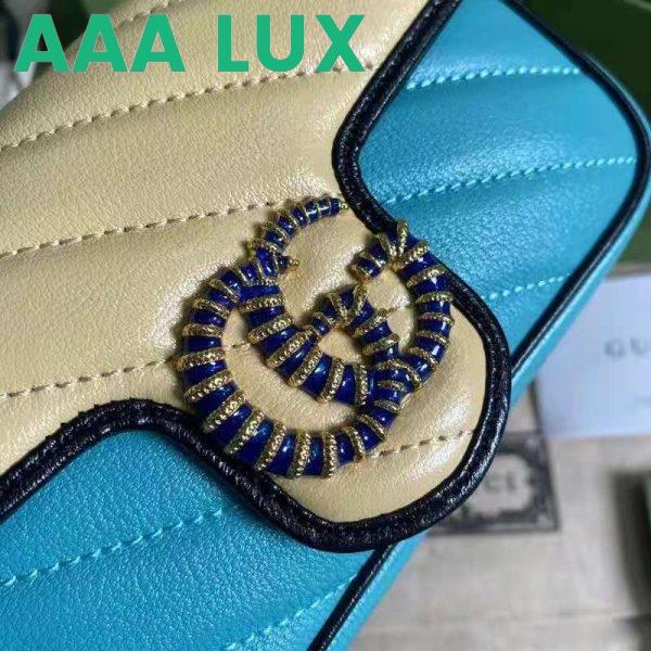 Replica Gucci GG Women Online Exclusive GG Marmont Mini Bag Butter Light Blue Diagonal Matelassé Leather 6