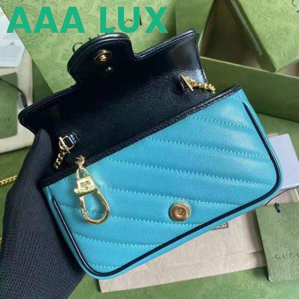 Replica Gucci GG Women Online Exclusive GG Marmont Mini Bag Butter Light Blue Diagonal Matelassé Leather 7