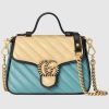 Replica Gucci GG Women Online Exclusive GG Marmont Mini Bag Butter Light Blue Diagonal Matelassé Leather 13