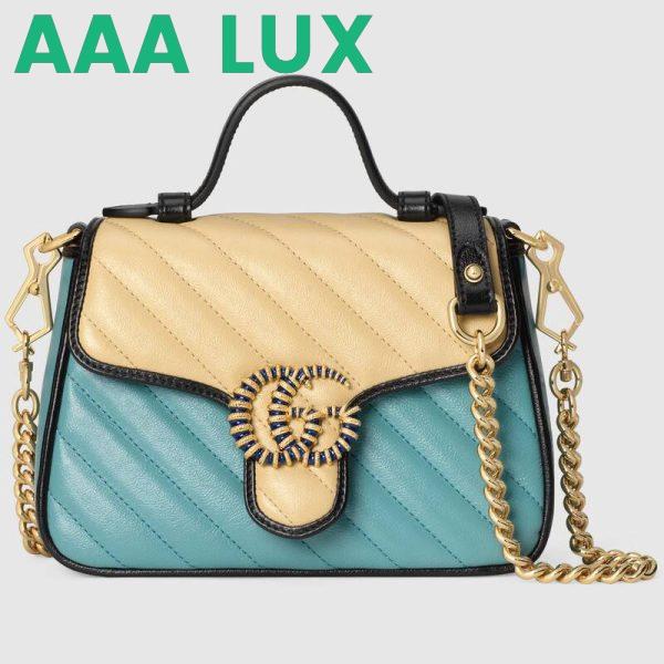 Replica Gucci GG Women Online Exclusive GG Marmont Mini Bag Pastel Blue Butter Diagonal Matelassé Leather 2
