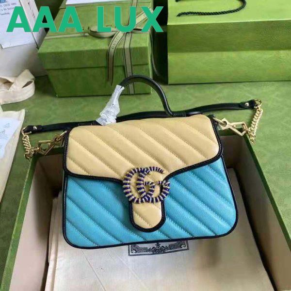 Replica Gucci GG Women Online Exclusive GG Marmont Mini Bag Pastel Blue Butter Diagonal Matelassé Leather 3