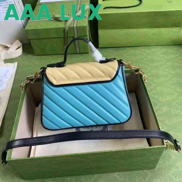Replica Gucci GG Women Online Exclusive GG Marmont Mini Bag Pastel Blue Butter Diagonal Matelassé Leather 4
