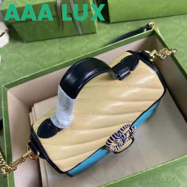 Replica Gucci GG Women Online Exclusive GG Marmont Mini Bag Pastel Blue Butter Diagonal Matelassé Leather 5