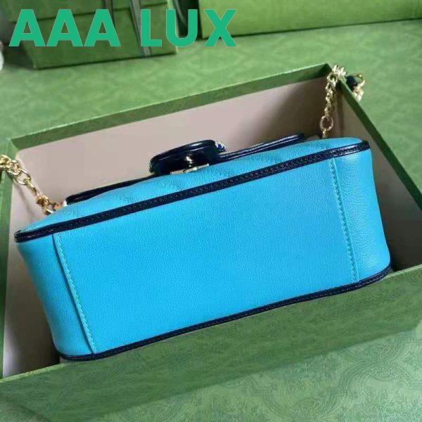 Replica Gucci GG Women Online Exclusive GG Marmont Mini Bag Pastel Blue Butter Diagonal Matelassé Leather 6