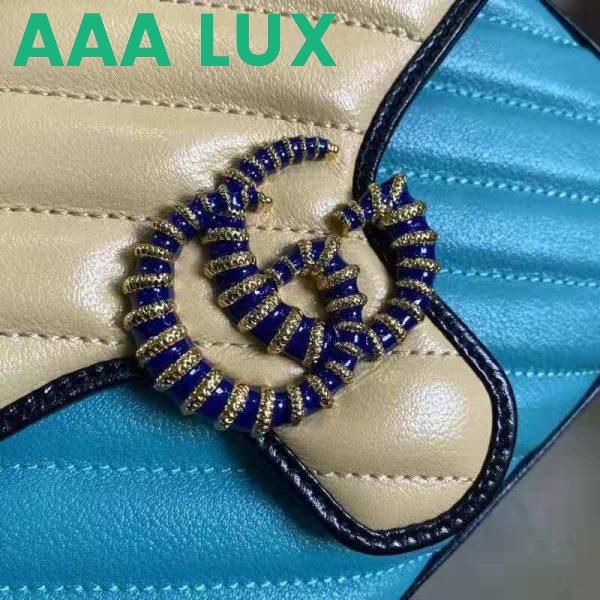 Replica Gucci GG Women Online Exclusive GG Marmont Mini Bag Pastel Blue Butter Diagonal Matelassé Leather 8