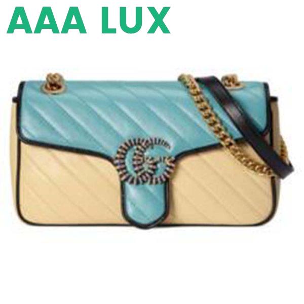 Replica Gucci GG Women Online Exclusive GG Marmont Small Bag Pastel Blue Butter Diagonal Matelassé Leather 2