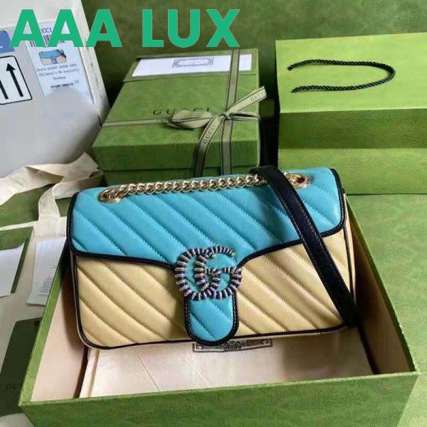 Replica Gucci GG Women Online Exclusive GG Marmont Small Bag Pastel Blue Butter Diagonal Matelassé Leather 3