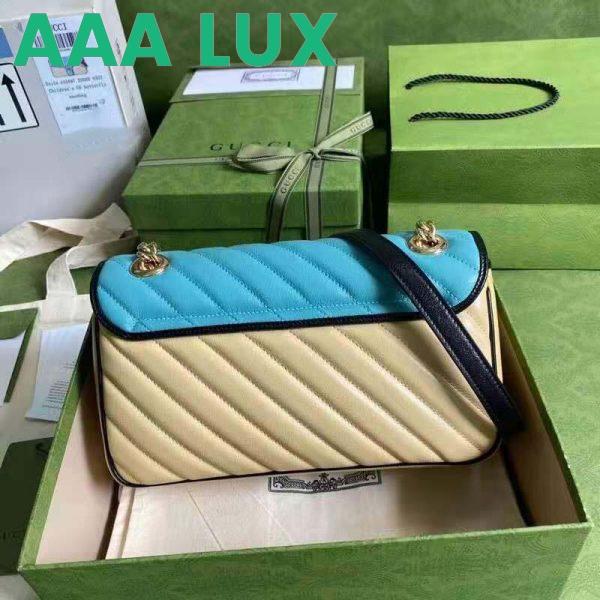 Replica Gucci GG Women Online Exclusive GG Marmont Small Bag Pastel Blue Butter Diagonal Matelassé Leather 4