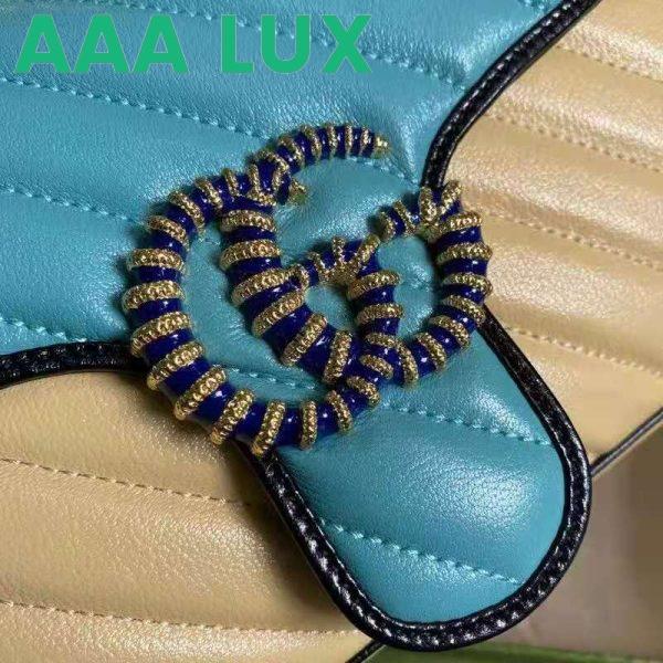 Replica Gucci GG Women Online Exclusive GG Marmont Small Bag Pastel Blue Butter Diagonal Matelassé Leather 11