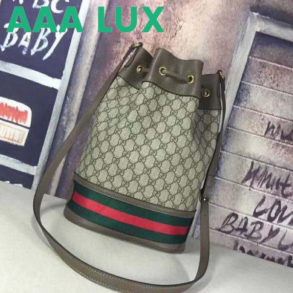 Replica Gucci GG Women Ophidia GG Bucket Bag in Beige and Ebony GG Supreme Canvas 3