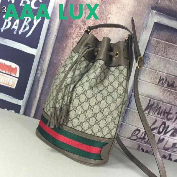 Replica Gucci GG Women Ophidia GG Bucket Bag in Beige and Ebony GG Supreme Canvas 5