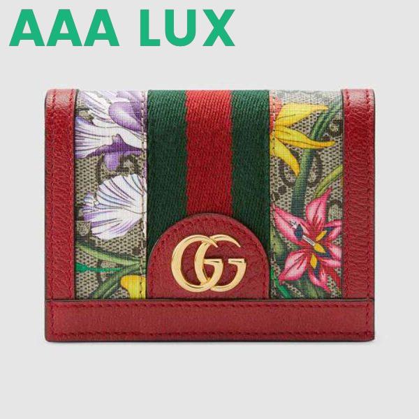 Replica Gucci GG Women Ophidia GG Flora Card Case Wallet in GG Supreme Canvas-Red