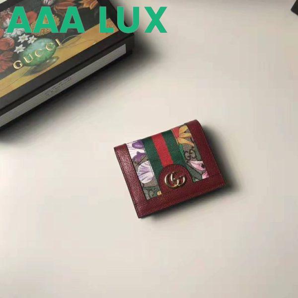 Replica Gucci GG Women Ophidia GG Flora Card Case Wallet in GG Supreme Canvas-Red 3