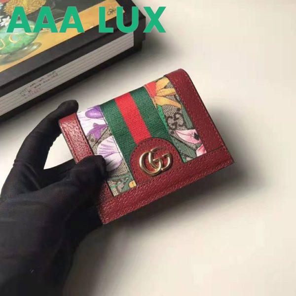Replica Gucci GG Women Ophidia GG Flora Card Case Wallet in GG Supreme Canvas-Red 6