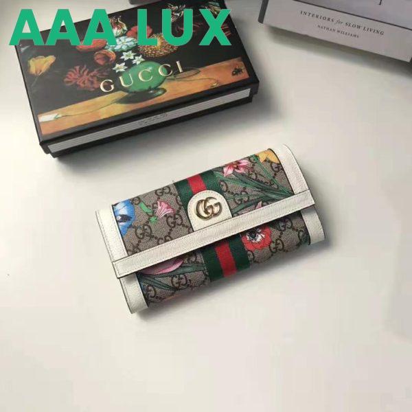 Replica Gucci GG Women Ophidia GG Flora Continental Wallet in Beige/Ebony GG Supreme Canvas 3